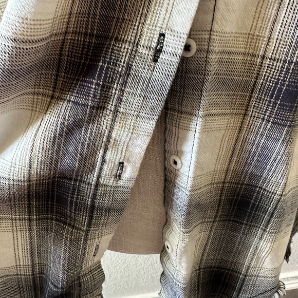 FREE PEOPLE plaid high low studded top. - Picture 9 of 12